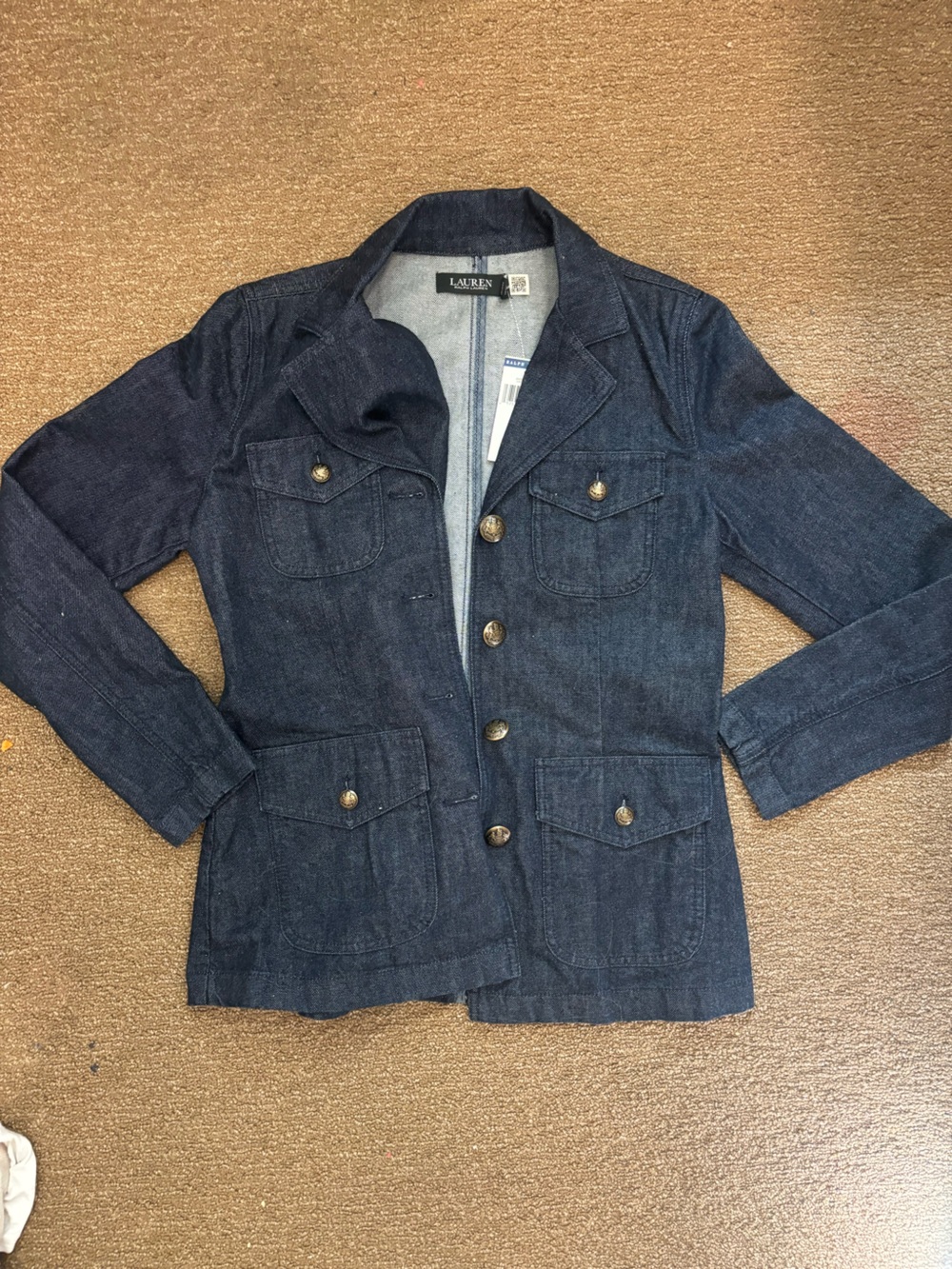 Ralph Lauren Dark Indigo Denim Jacket with Gold Buttons